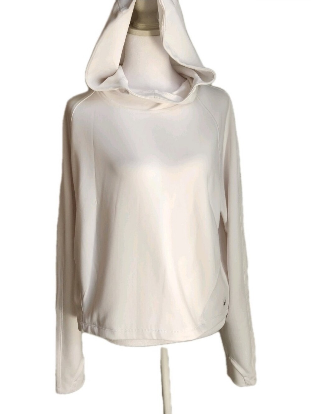 SPYDER Size Large Active White Long Sleeve Top Pullover Jacket Hoodie Dryfit